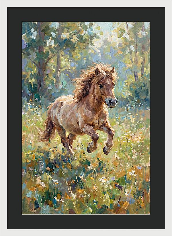 Pony Running Through Meadow