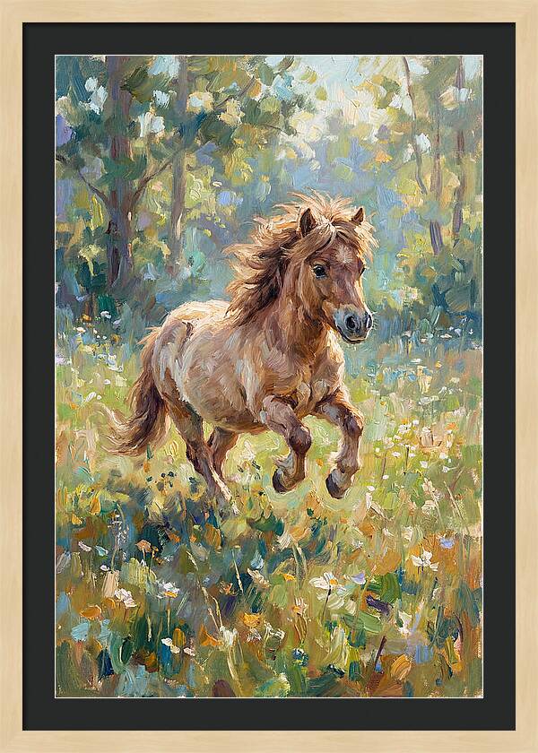 Pony Running Through Meadow