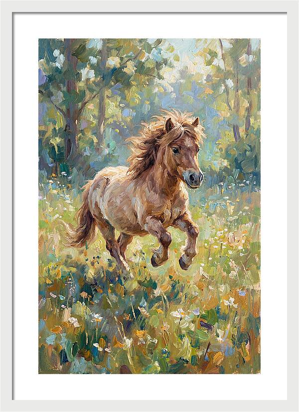 Pony Running Through Meadow