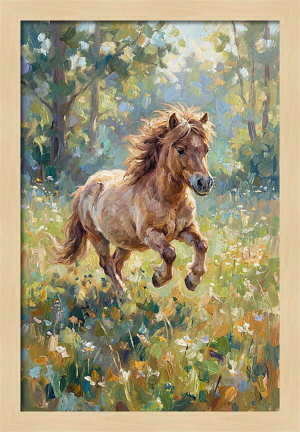 Pony Running Through Meadow