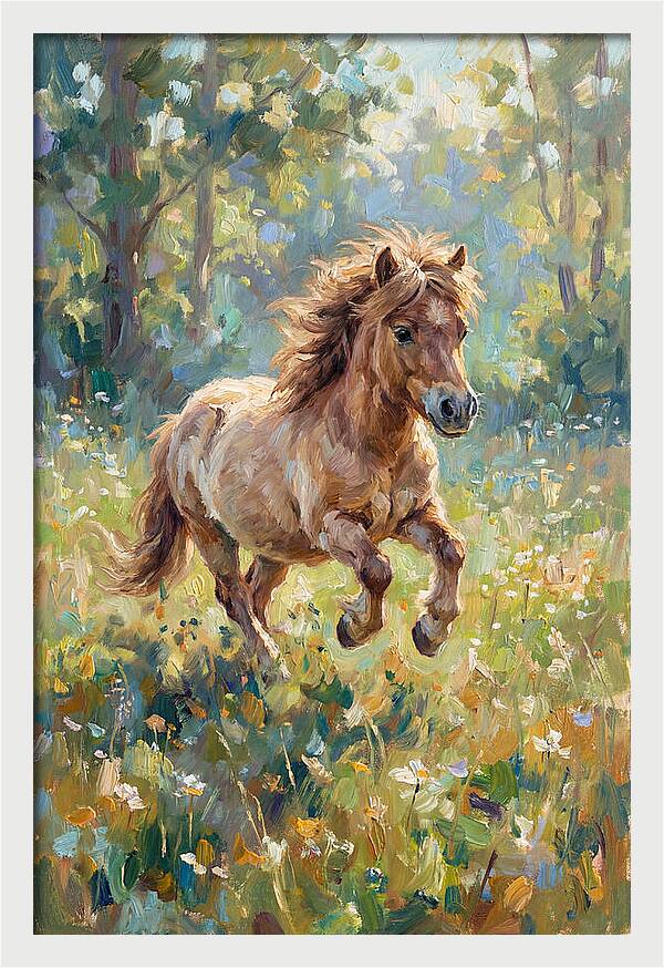 Pony Running Through Meadow