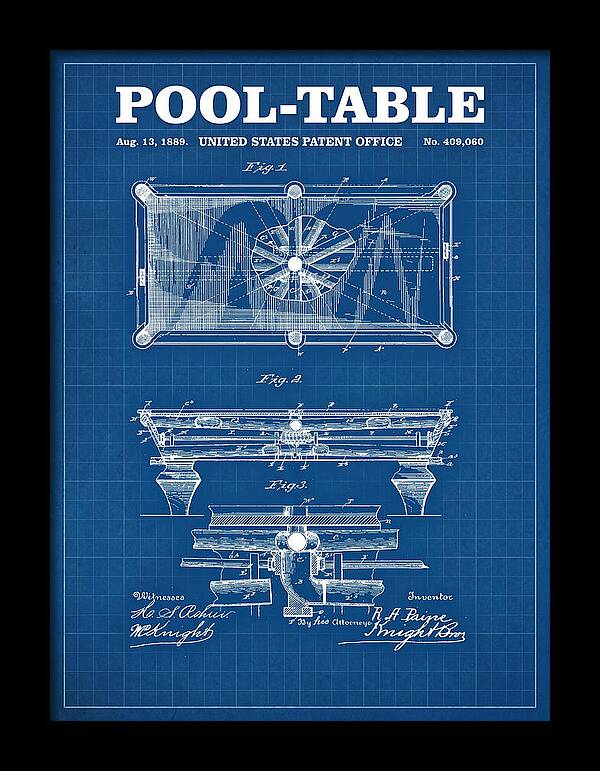 Pool Table Blueprint Patent Us409060a