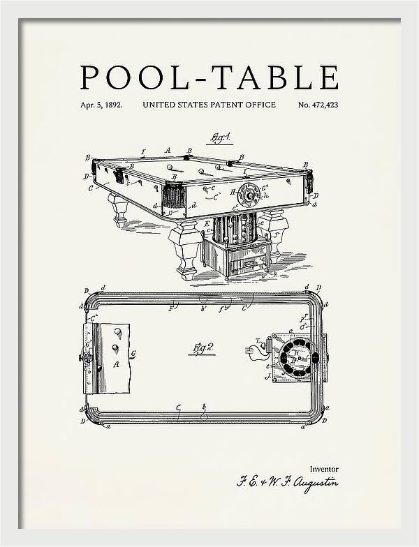 Pool Table Minimalist Patent Us472423a