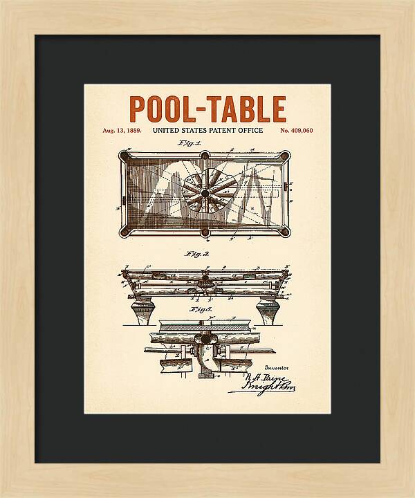 Pool Table Retro Patent Us409060a