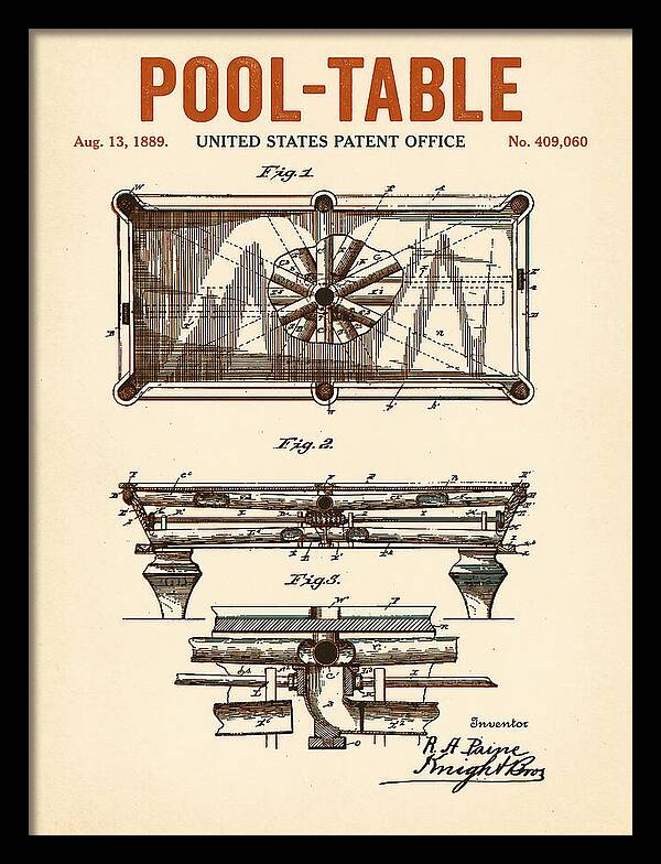 Pool Table Retro Patent Us409060a