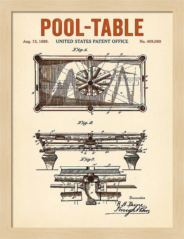 Pool Table Retro Patent Us409060a