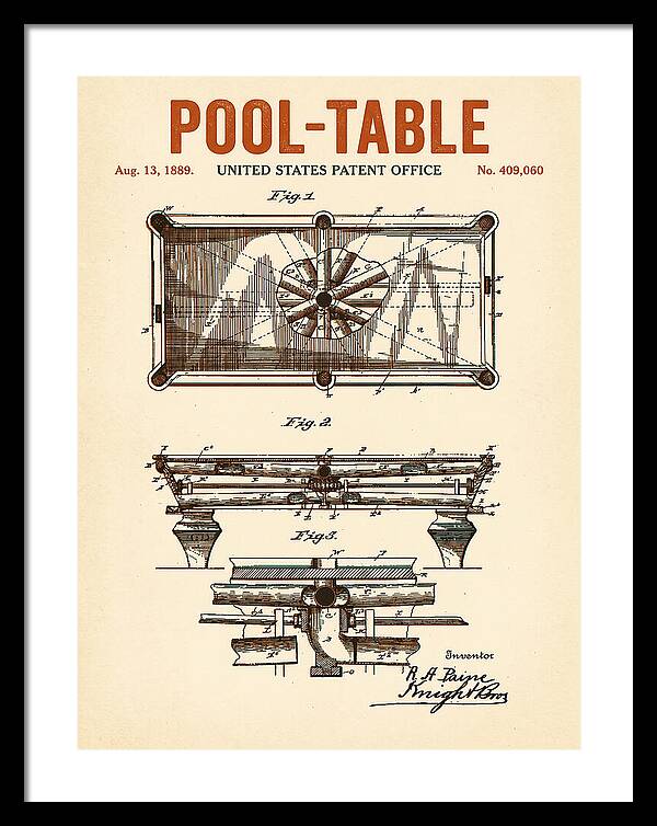 Pool Table Retro Patent Us409060a