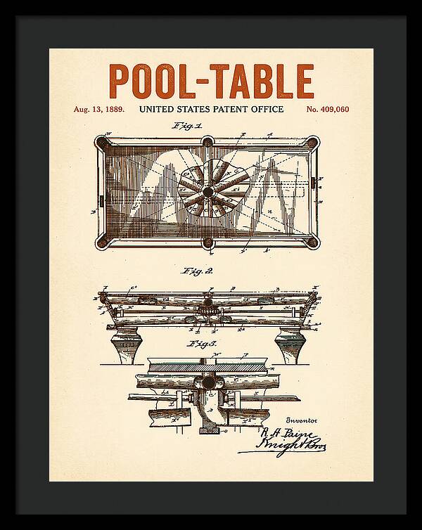 Pool Table Retro Patent Us409060a