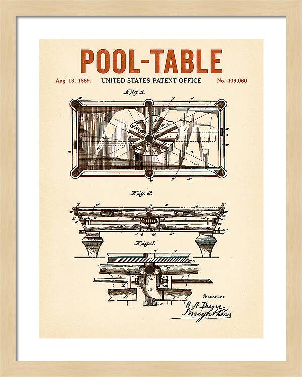 Pool Table Retro Patent Us409060a