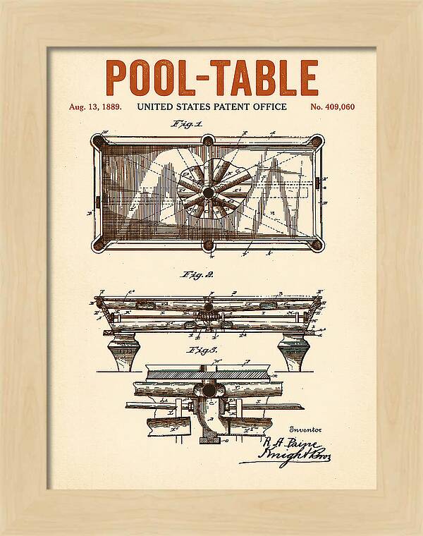 Pool Table Retro Patent Us409060a