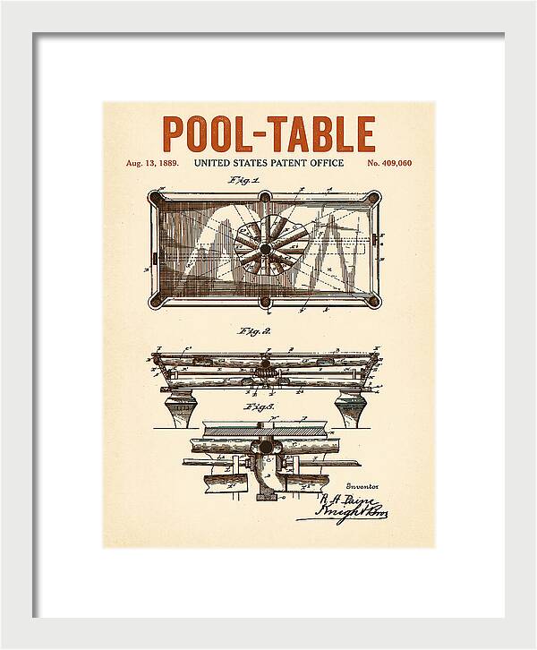 Pool Table Retro Patent Us409060a