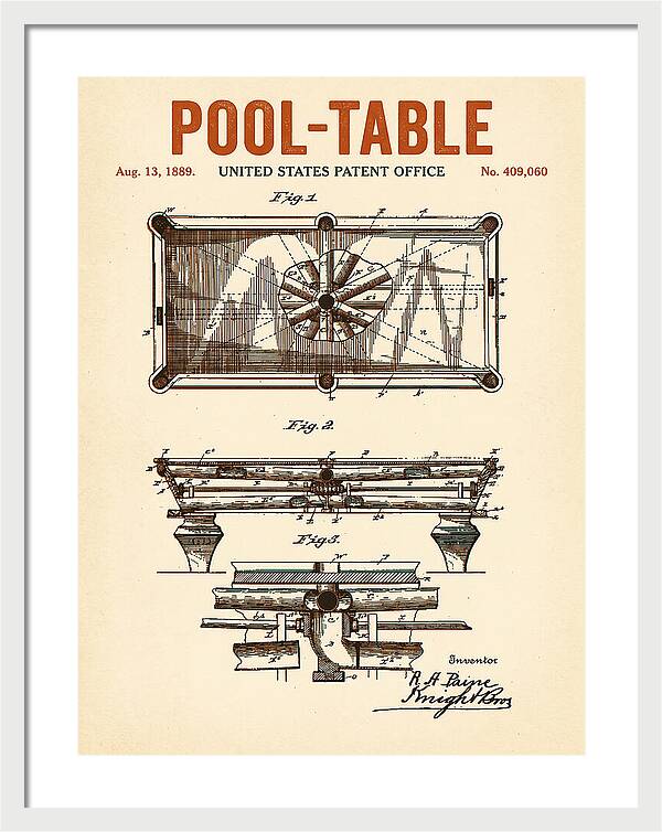 Pool Table Retro Patent Us409060a