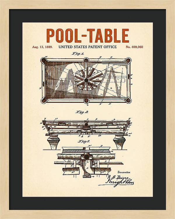 Pool Table Retro Patent Us409060a