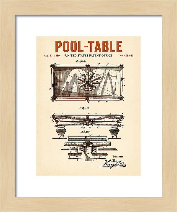 Pool Table Retro Patent Us409060a
