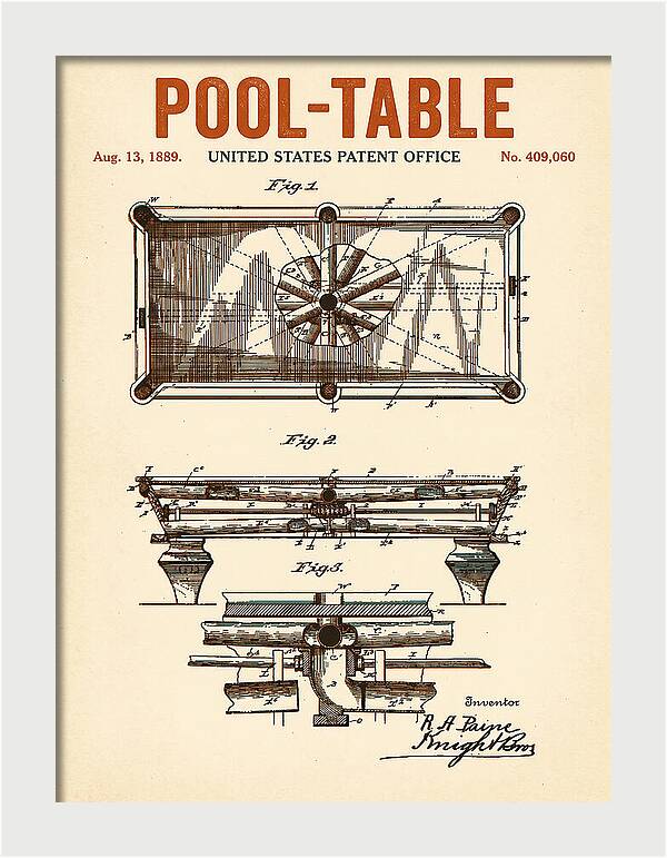 Pool Table Retro Patent Us409060a