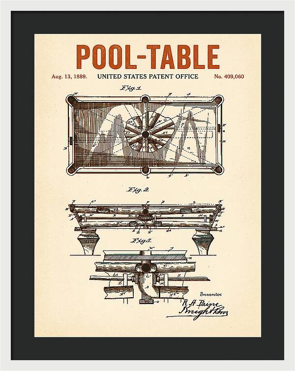 Pool Table Retro Patent Us409060a