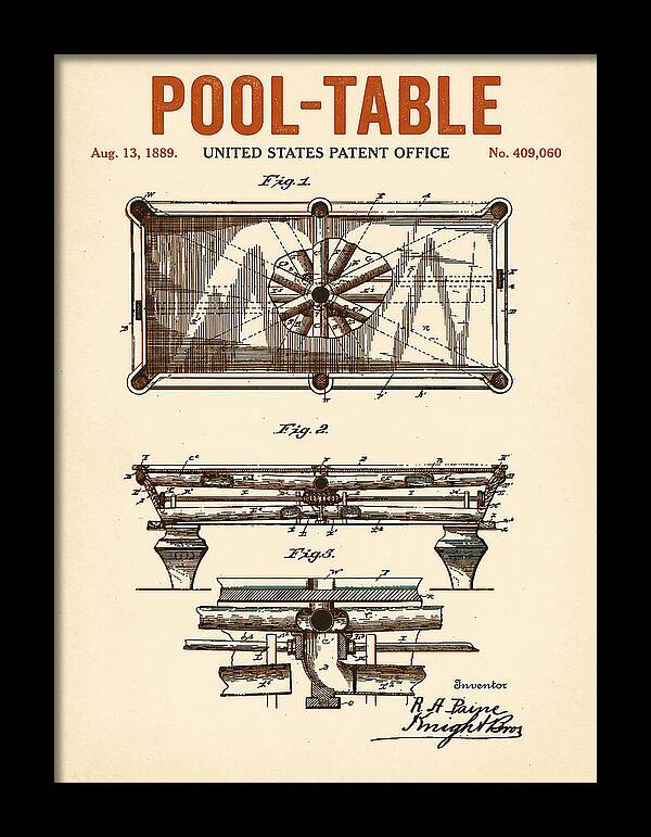 Pool Table Retro Patent Us409060a
