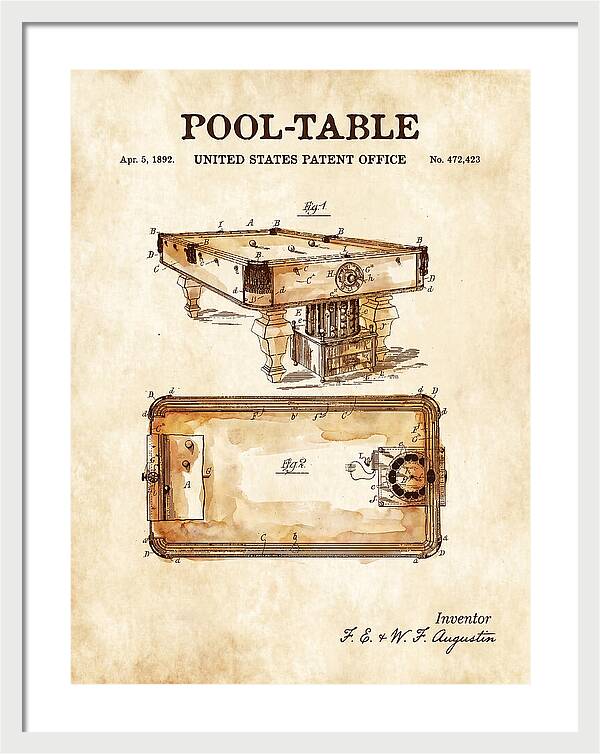 Pool Table Watercolor Patent Us472423a