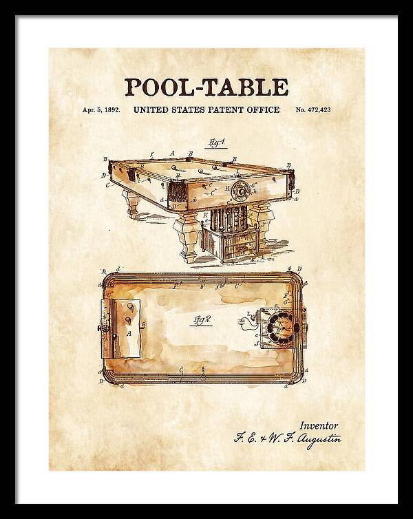 Pool Table Watercolor Patent Us472423a
