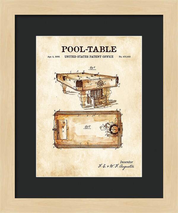 Pool Table Watercolor Patent Us472423a