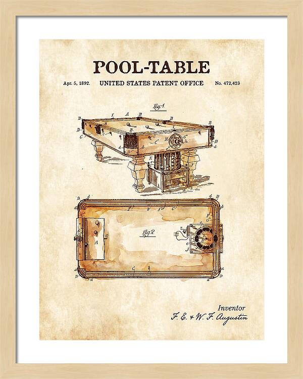 Pool Table Watercolor Patent Us472423a