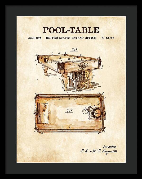 Pool Table Watercolor Patent Us472423a