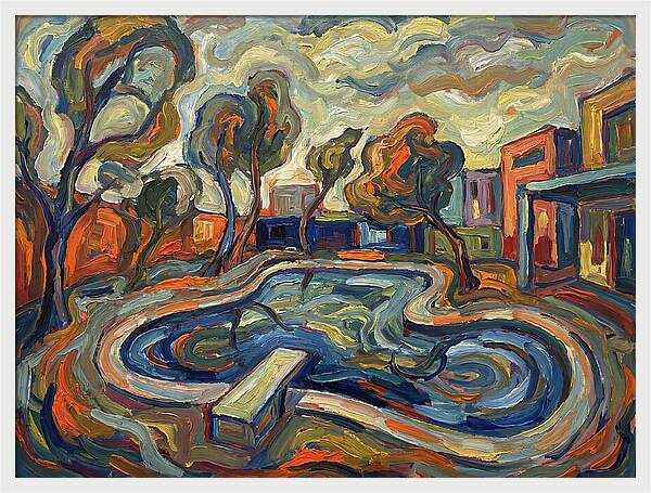 Poolside Serenity In Expressionism