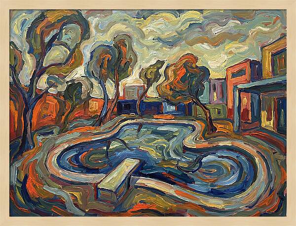 Poolside Serenity In Expressionism