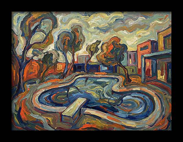 Poolside Serenity In Expressionism