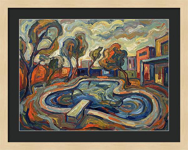 Poolside Serenity In Expressionism