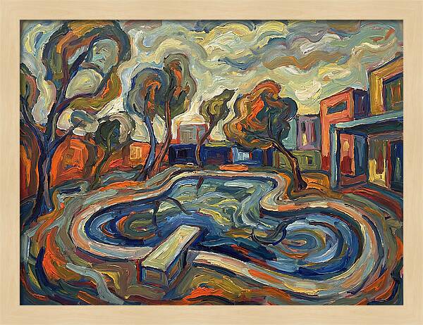 Poolside Serenity In Expressionism