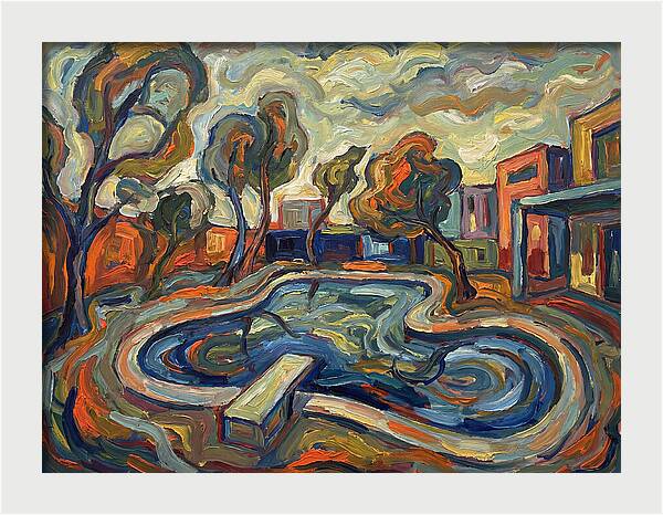 Poolside Serenity In Expressionism