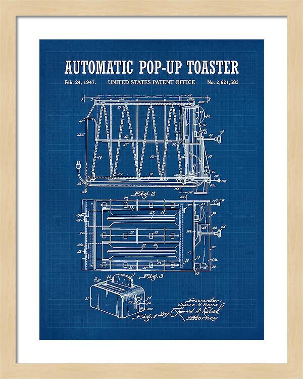 Pop Up Toaster Blueprint Patent Us2621583a