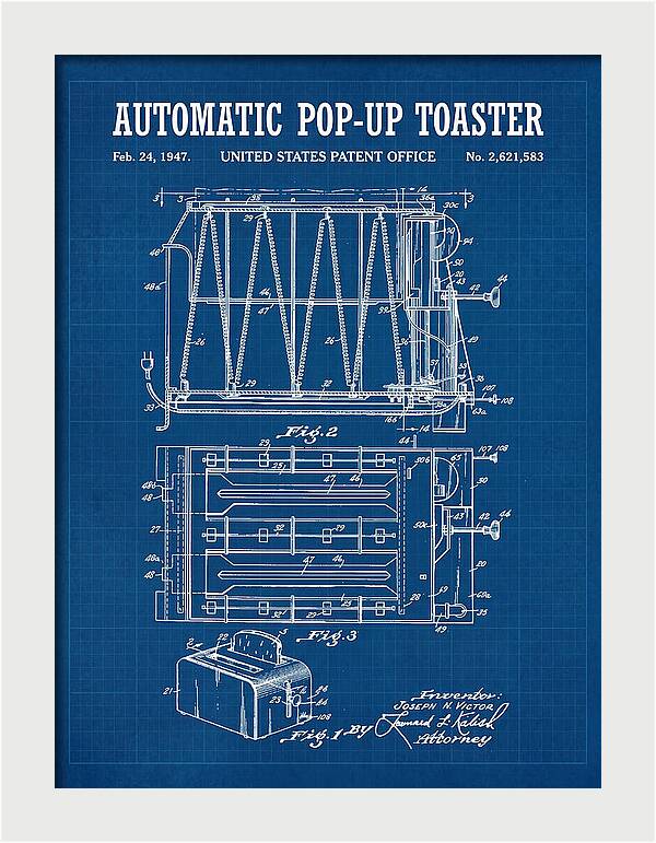 Pop Up Toaster Blueprint Patent Us2621583a