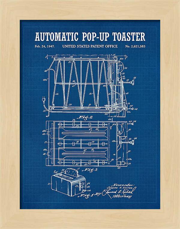 Pop Up Toaster Blueprint Patent Us2621583a