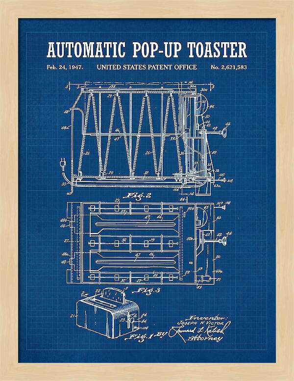 Pop Up Toaster Blueprint Patent Us2621583a