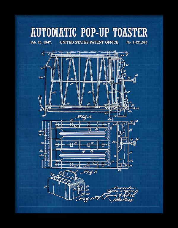 Pop Up Toaster Blueprint Patent Us2621583a
