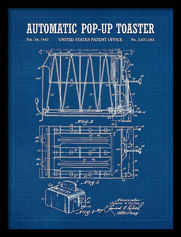 Pop Up Toaster Blueprint Patent Us2621583a