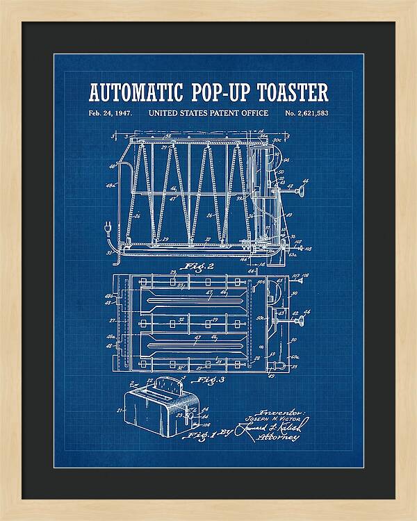 Pop Up Toaster Blueprint Patent Us2621583a