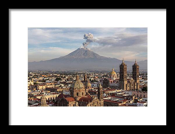 Popocatepetl Over Puebla Rooftops