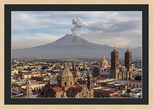 Popocatepetl Over Puebla Rooftops