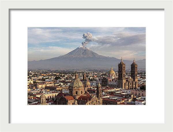 Popocatepetl Over Puebla Rooftops