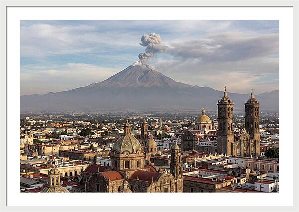 Popocatepetl Over Puebla Rooftops