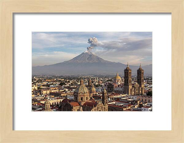 Popocatepetl Over Puebla Rooftops