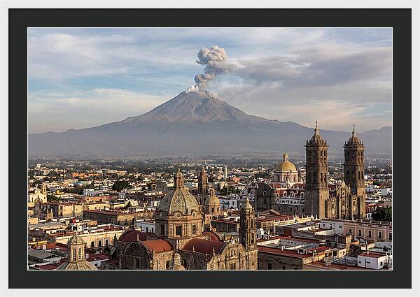 Popocatepetl Over Puebla Rooftops