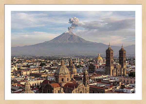 Popocatepetl Over Puebla Rooftops