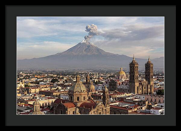 Popocatepetl Over Puebla Rooftops