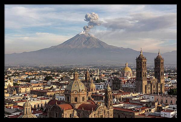 Popocatepetl Over Puebla Rooftops