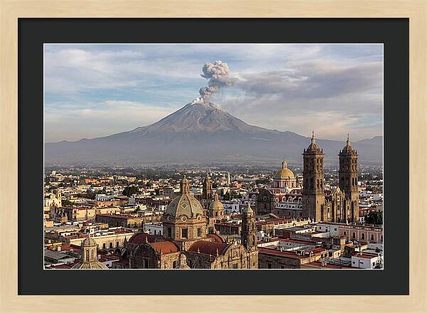 Popocatepetl Over Puebla Rooftops