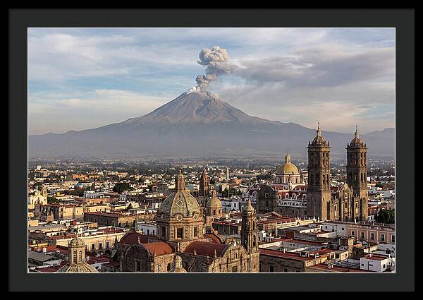 Popocatepetl Over Puebla Rooftops